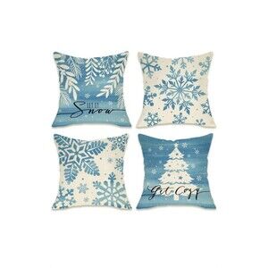 Fahrendom Winter Snowflake Decorative Throw Pillow Covers 20 x 20 Set of 4, Let